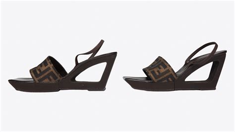 fendi logo strap sandals|Fendi logo wedge sandals.